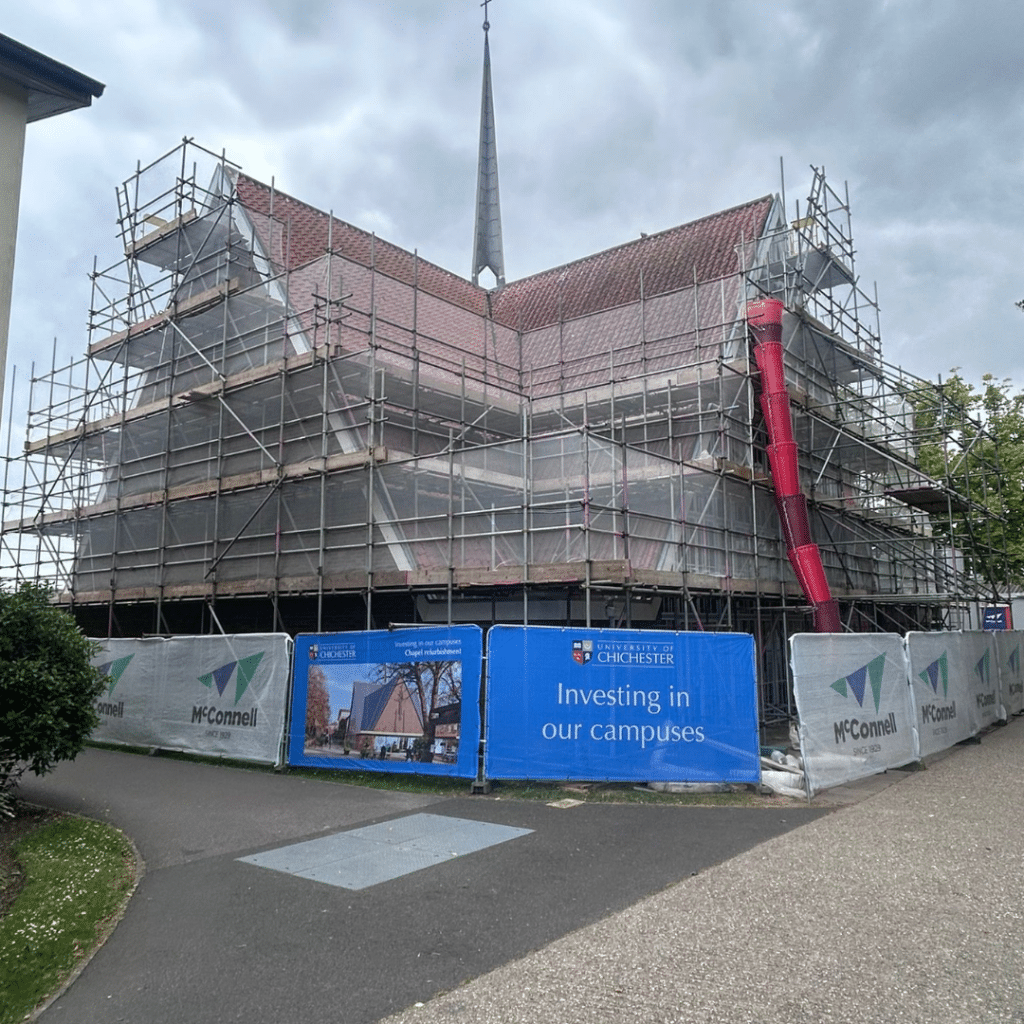 Chichester University Chapel scaffolding project in Chichester